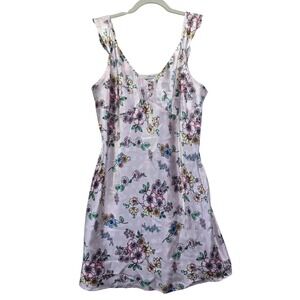 Chanteuse Pink Floral Polka Dot Satin‎ Slip Dress Nightgown Sleep XL Ruffled Y2K